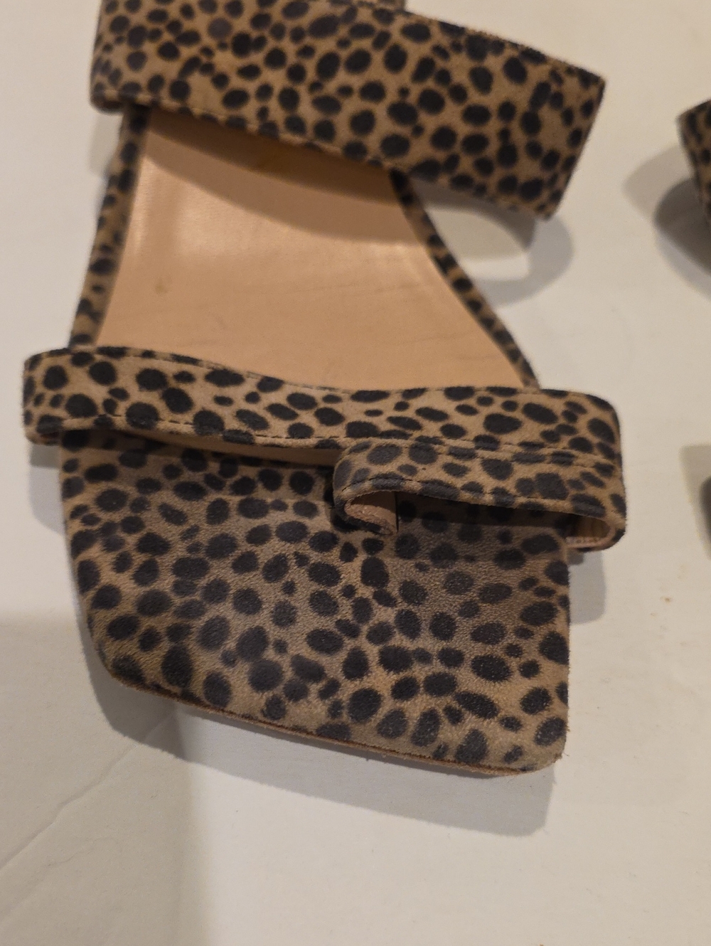 Stuart Weitzman Leopard Print Block Heel Sandals Square Toe Trendy Size 9 Shoes - Picture 4 of 9